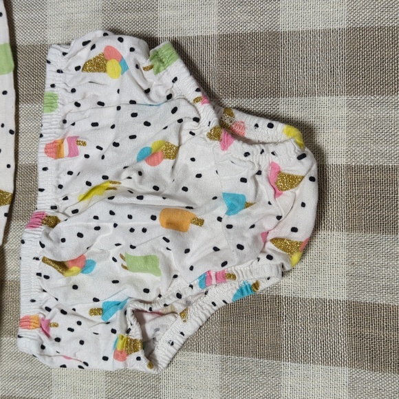 3/$12 3-6M Gerber summer dress, hat, and bloomers set with Ice cream pattern - Picture 4 of 4
